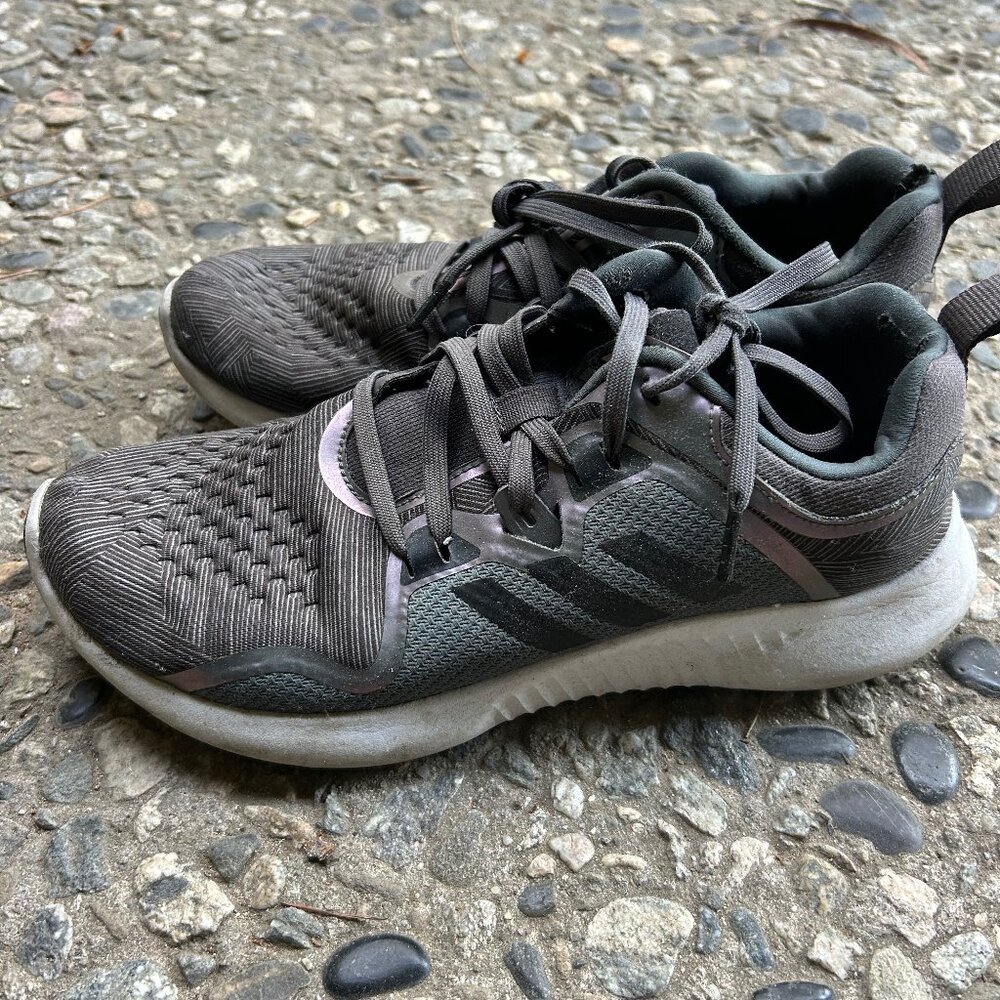 Adidas Running Shoes Black with Purple Irredescence 6 1/2